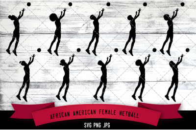 African American Female Netball Player Silhouette Vector