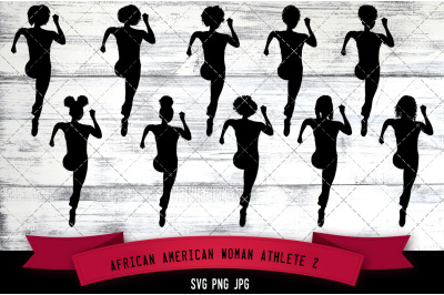 African American Woman Athlete 2 Silhouette Vector