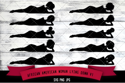 African American Woman Lying down V1 Silhouette Vector