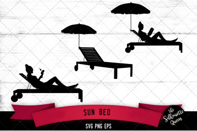 Sun Bed Silhouette Vector