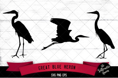 Great Blue Heron Silhouette Vector