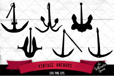 Vintage Anchors Silhouette Vector