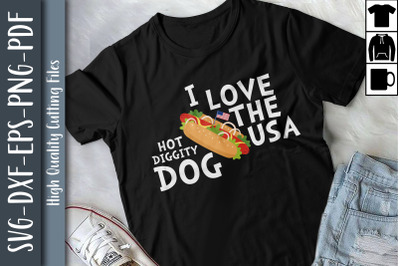 4th Of July Hot Diggity Dog I Love U