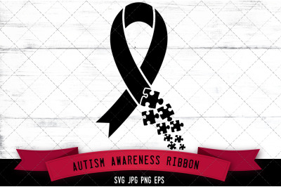 Autism Awareness Ribbon Silhouette Vector