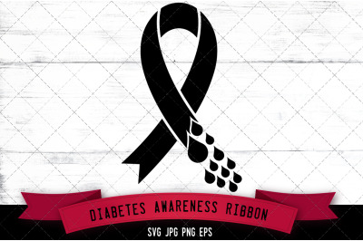 Diabetes Awareness Ribbon Silhouette Vector