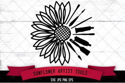 Sunflower Artist Tools Silhouette Vector