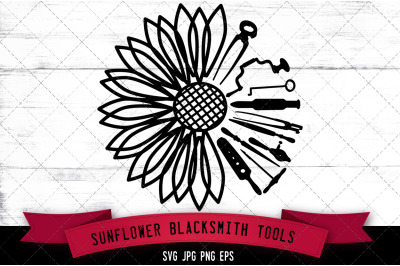 Sunflower Blacksmith Tools Silhouette Vector