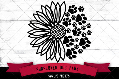 Sunflower Dog Paws Silhouette Vector