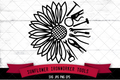 Sunflower Ironworker Tools Silhouette Vector
