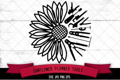 Sunflower Plumber Tools Silhouette Vector