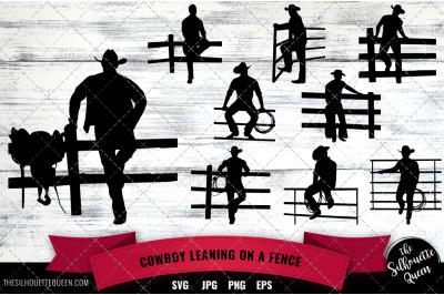 Cowboyleaning on a Fence  Silhouette Vector