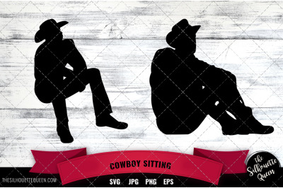 Cowboy sitting  Silhouette Vector