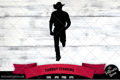 Cowboy standing Silhouette Vector