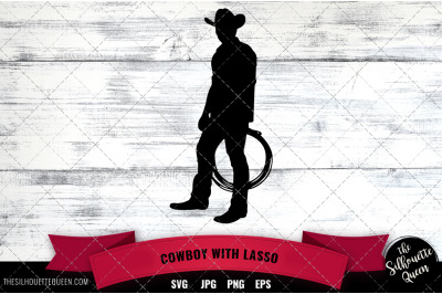Cowboy with lasso Silhouette Vector