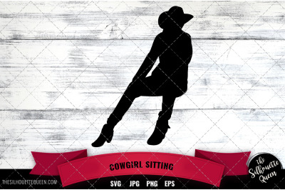 Cowgirl sitting  Silhouette Vector