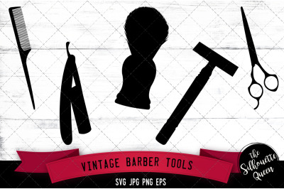 Vintage Barber Tools Silhouette Vector