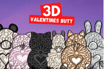 3D Valentines Butt SVG Bundle