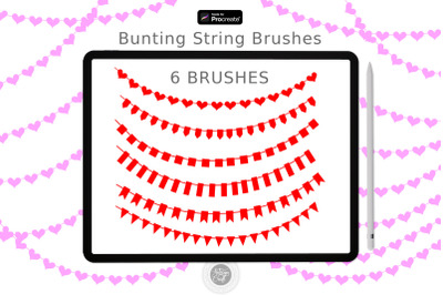 Procreate brush set, heart string brush ,bunting flags, heart procreat