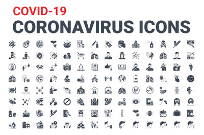 Coronavirus COVID 19 pandemic vector icons set