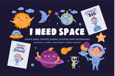 Cartoon space creator for kids party