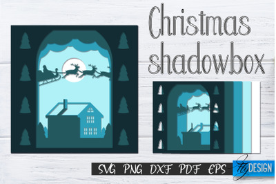 Christmas 3D Layered Shadowbox. Christmas Lightbox. 3D SVG 5