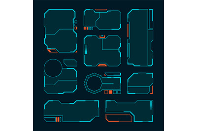 Hud frames. Futuristic design ui templates simple layout game screen i