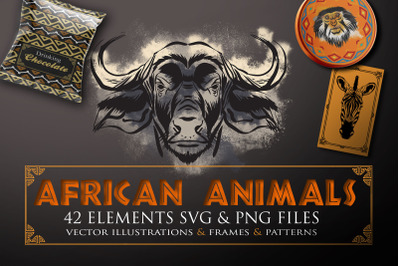 African Animal face clipart, Wild Animals svg &amp; png