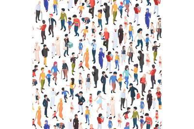 Crowd isometric. Various nationalities and ages male and female person