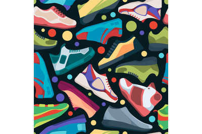 Sneakers pattern. Textile design with athletic streetwear sneakers for