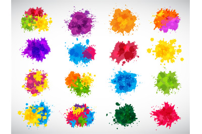 Color splashes. Abstract ink brushes shapes liquid colored templates s