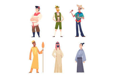 Different nationalities. Ethnic group of people standing characters co