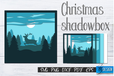 Christmas 3D Layered Shadowbox. Christmas Lightbox. 3D SVG 3