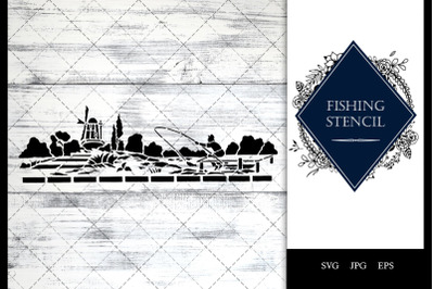 Fishing Stencil Vector SVG