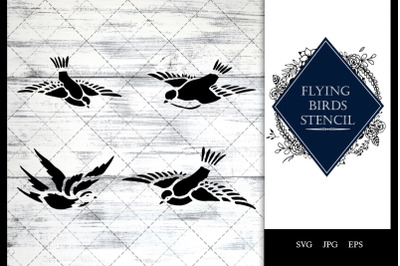 Flying Birds Stencil Vector SVG