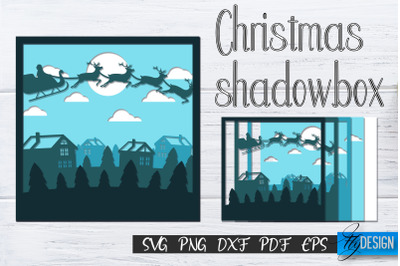 Christmas 3D Layered Shadowbox. Christmas Lightbox. 3D SVG