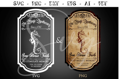 Apothecary label SVG&2C; Sea Horse Tails