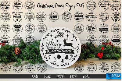 Christmas Door Signs SVG. Christmas SVG. Circle Door Signs.