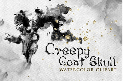 Creepy Goat Skull Clipart, skulls clipart