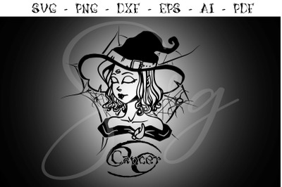 Cancer Witchy Zodiac sign svg, Astrology Signs svg