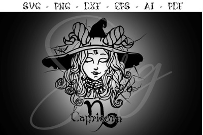 Capricorn Witchy Zodiac sign svg, Astrology Signs svg