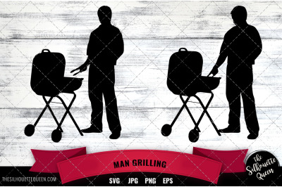 Man grilling Silhouette Vector