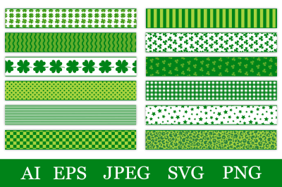 St Patricks seamless ribbons. Ribbons St Patricks template