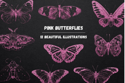 Pink Glitter Butterflies