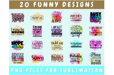 Funny Sublimation Designs Bundle, 20 Designs, Funny PNG Files For Subl