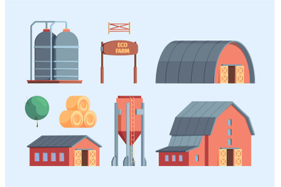 Farm buildings. Rural constructions agricultural objects ranch warehou