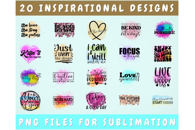 Inspirational Sublimation Designs Bundle 20 Designs, Inspirational PNG