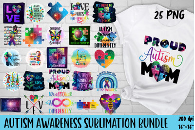 Autism awareness sublimation designs bundle/25 png files.