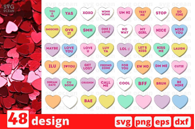 Valentines Day Candy Hearts SVG Bundle