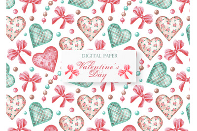 Valentine&#039;s day seamless pattern. Vintage hearts. Love.