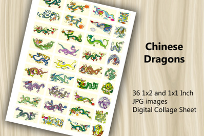 Digital Collage Sheet - Chinese Dragons